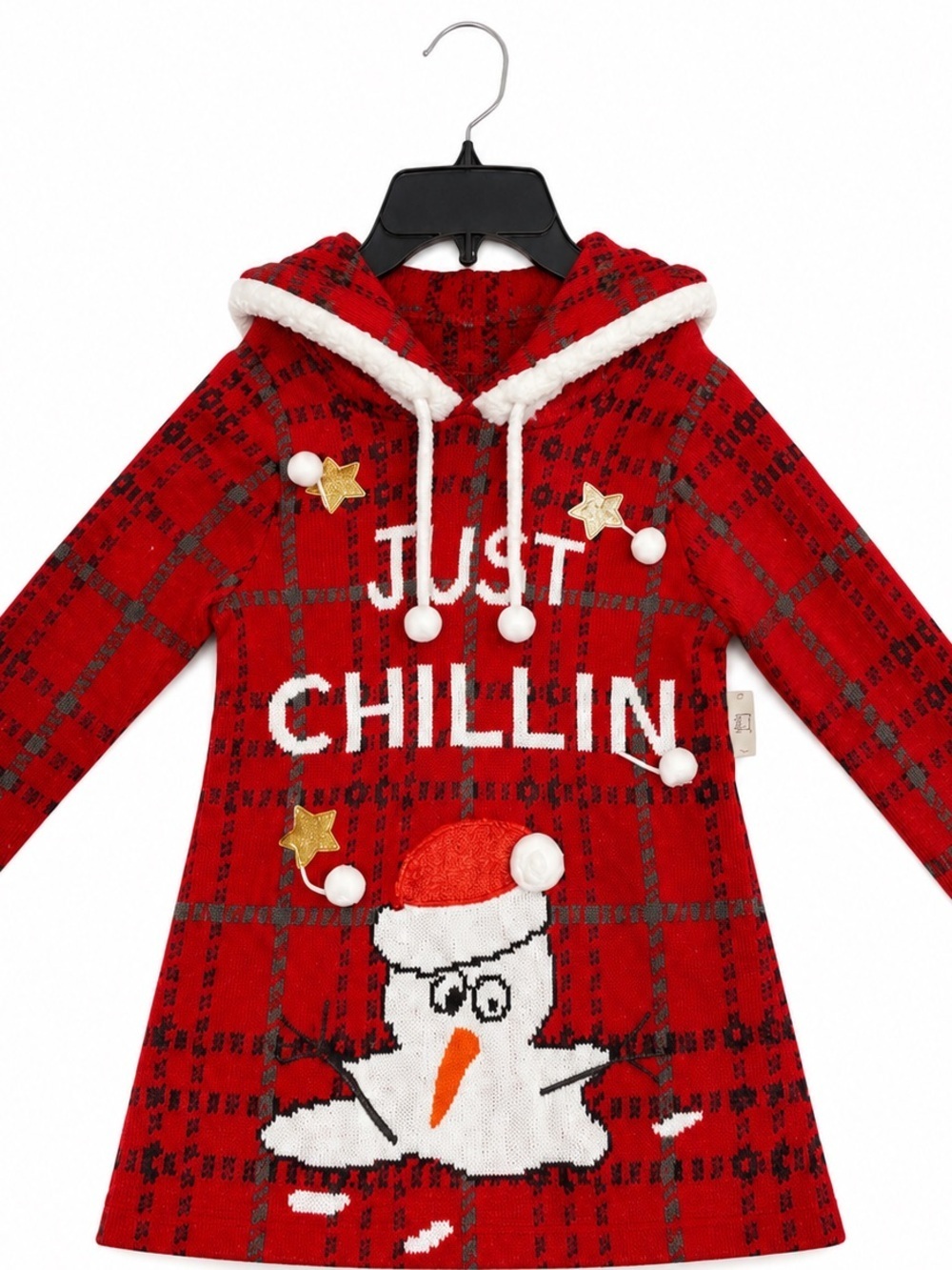 Ugly Christmas Sweater Junior's Size Large “Just Chillin” Tunic-Length Sweater
